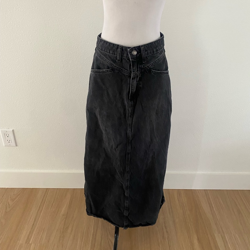 Free People Black Denim Maxi Skirt